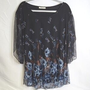 Sese Code Flowy Blouse, Floral Pattern, Women's Plus Size 3XL